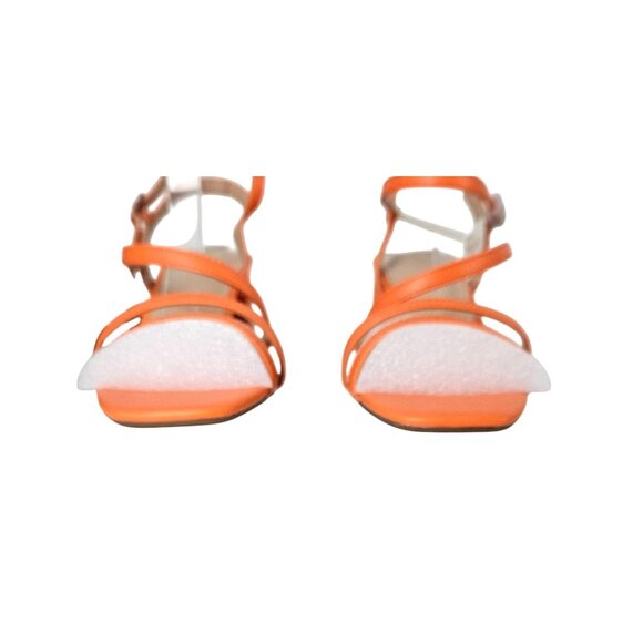 Womens Orange Strappy Block Heel Sandals Shoes Size 9 Adj Buckle & 2.5" Heel - Picture 10 of 10
